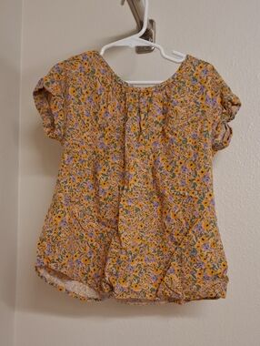 Cat & Jack Yellow Floral Short Sleeve Top